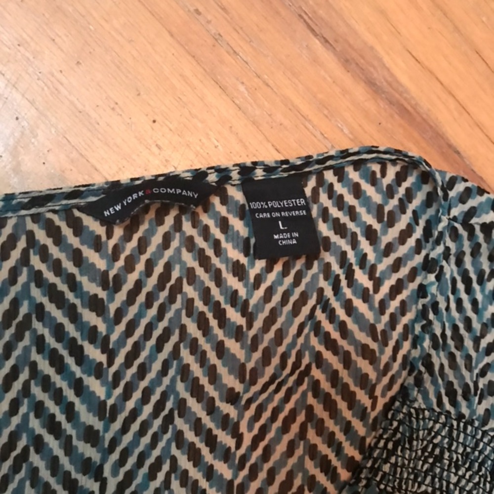 Ny and co sheer teal white black short sleeve top - Picture 3 of 5